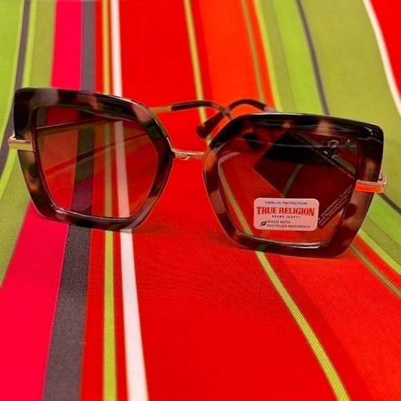 True Religion Accessories - Brand New True Religion Tortoise Mod Square Cat Eye Sunglasses 100% UV Protect